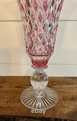 Massive PAIRPOINT Art Deco Cut Glass Diamond Pattern Vase on Pedestal-13