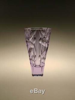 Mid Century Modern Cut Glass Vase Alexandrite Purple Blue Hanus ZBS Czech Sklo