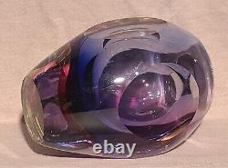 Mid Century Sommerso Murano Art Glass Facet Cut Vase & Paperweight