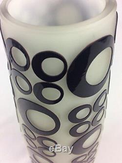 Mid century vintage cased cut art glass vase MCM