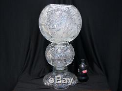 Monumental 22 Old Cut Glass 3 Section Vase American Brilliant Period Style