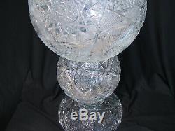 Monumental 22 Old Cut Glass 3 Section Vase American Brilliant Period Style