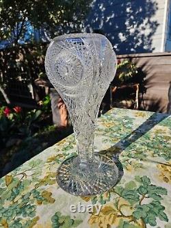 Monumental American Brilliant Cut Glass Vase 15 Inch Starburst ABP