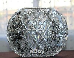 Monumental Antique ABP American Brilliant Period Cut Glass Rose Bowl Globe Vase