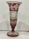 Moser Antique Large Victoria Cut To Clear Ruby Red Bohemian Glass Vase
