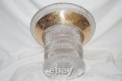 Moser Cameo Frieze Bohemian Crystal Cut Vase CENTERPIECE BOWL Gilt Gold