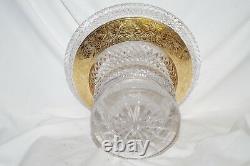 Moser Cameo Frieze Bohemian Crystal Cut Vase CENTERPIECE BOWL Gilt Gold