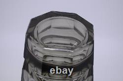 Moser Deco Smoke Crystal Cut Vase Czech Bohemian Art Glass 10 1/4 T