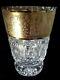 Moser Style Czech Bohemia Cut Crystal Vase Gold Band 5-7/8