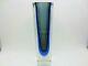 Murano Block Facet Cut Murano Blue Grey Mandruzzato Art Glass Vase