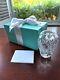 New 1980s Tiffany & Co Sybil Diamond Cut Clear Crystal Vase 4.5 Box & Card