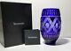 New Waterford Crystal Cased Cut To Clear Cobalt Blue Vase 8 New In Box