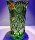 Nib Caesar Crystal Green Vase Hand Cut To Clear Overlay Czech Bohemia Cased