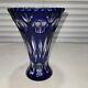 Nachtmann Trumpet Vase 24% Lead Crystal 9.25 Cobalt Cut To Clear, Excellent