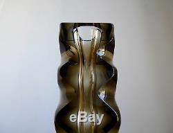 OLDRICH LIPSKY EXBOR SIGNED 1960'S FACETTED CUT GLASS VASE Czech, Hlava Era
