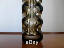 OLDRICH LIPSKY EXBOR SIGNED 1960'S FACETTED CUT GLASS VASE Czech, Hlava Era