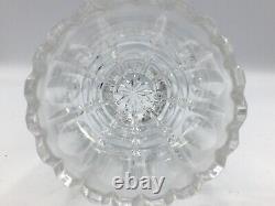 Ofnah or Waterford Hand Cut Glass Vase Sawtooth Top Starburst Base