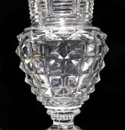 Old Baccarat Diamond Cut Large Flower Vase Crystal Glass Antique Clear 6496AK