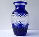 Old Crystal Glass Vase Hand Cut Flashed Glass Cobalt Blue O270
