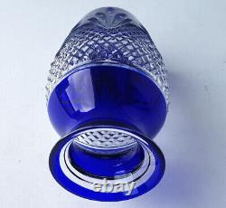 Old Crystal Glass Vase Hand Cut Flashed Glass Cobalt Blue O270