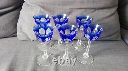 Old antique Moser Bohemian Czechoslovakia Cut to Crystal Set of 6 Wine Glasses