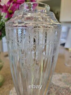 One pair. 13+ Moser Bohemian glass Vase Engraved Cut Art Glass