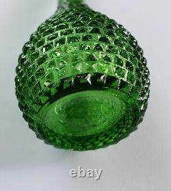 Original Vintage Rare Mini Empoli Green Diamond Genie Bottle Decanter 8 Inch