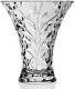 Oversized Crystal Vase 11 Inch Made In Italy Cut Design Leaf Decoration Wide Top