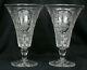 Pair Antique Signed Hawkes Footed Cut & Engraved Crystal Vases