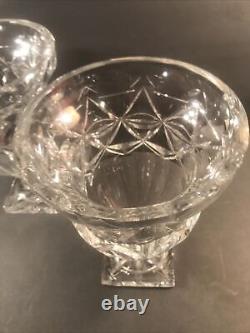 Pair Of Antique Crystal Vases/Geometric Cuts/England C. 1880/Heavy/Large/10 H