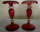 Pair Of Hand Made Victorian Bohemian Moser Ruby Red Cut Glass Overlay Luster
