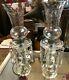 Pair Of Large Antique Clear Cut Glass Lustre's With Clear Glass Shades (a/f)