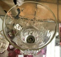 Pair Of Large Antique Clear Cut Glass Lustre's With Clear Glass Shades (A/F)
