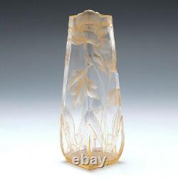 Pair Rock Crystal Cut and Gilded Vases c1900