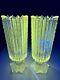 Pair Of Bohemian Footed Crystal Vase With High Ribs Notched In Zipper Cutting