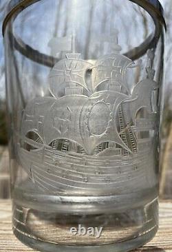 Pairpoint Cut Glass Etched Spanish Galleon Ice Bucket