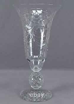 Pairpoint Engraved Floral & Berry Controlled Bubble 12 3/4 Inch Tall Vase