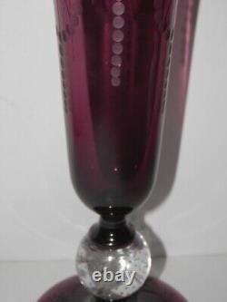 Pairpoint Glass Waterford Pattern Amethyst Cut To Clear 12 Tall Vase Mint! Bin