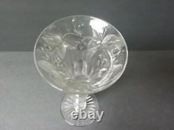 Pitkin & Brooks American Brilliant Intaglio Cut Glass 9.75 Vase, Signed