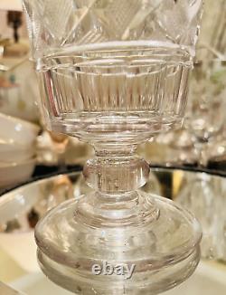 Pittsburgh 1820s Cut Fans Strawberry Diamond Laurel Leaf Celery Vase Flint Glass