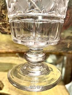 Pittsburgh 1820s Cut Fans Strawberry Diamond Laurel Leaf Celery Vase Flint Glass