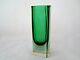 Poli Seguso Era Murano Block Cut Sommerso Green Amber Blu4 Glass Vase Rare Shape