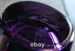 Purple Amethyst Cut To Clear Large Art Glass Vase Vintage