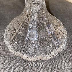 Queen Lace Bohemian Cut Crystal Flared Funnel Vase Centerpiece Czech Republic 6