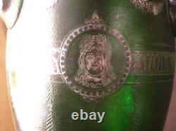RARE 1900 Thomas Webb Cameo Acid Cut Back Art Glass Silver Overlay Portrait Vase