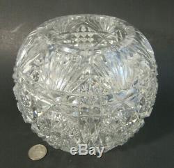 RARE Antique PHOENIX American Brilliant ABP Cut Glass JEWEL Rose Bowl Vase 7