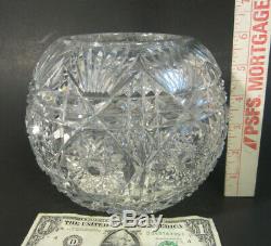 RARE Antique PHOENIX American Brilliant ABP Cut Glass JEWEL Rose Bowl Vase 7