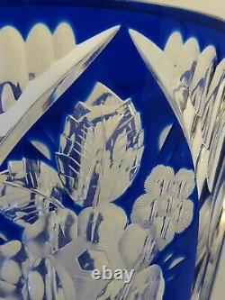 RARE Elegant Crystal Cobalt Hand Cut Glass Vase