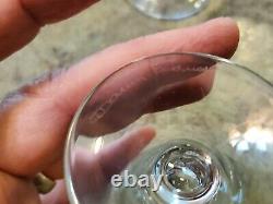 RARE Signed DAUM FRANCE Vertical Ribbon Cut Stemmed Crystal 7 pc Glass Set 4 oz