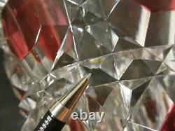 RARE Signed VAL ST. LAMBERT Cranberry Cut to Clear BIG 9 Crystal Art Glass Vase